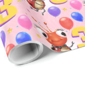 Papier Cadeau Anniversaire Garçon ou fille de 3 ans 3 Ladybug pa (Coin rond)