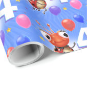 Papier Cadeau Anniversaire Garçon ou fille de 4 ans 4 Ladybug pa (Coin rond)