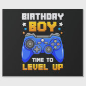 Papier Cadeau Anniversaire Garçon temps de niveau vers le haut j (Plat)