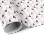 Papier Cadeau Anniversaire Géométrique en marbre noir rose or<br><div class="desc">Un papier d'emballage d'anniversaire motif de triangle géométrique rose,  or,  blanc et noir.</div>