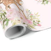 Papier Cadeau Anniversaire Girly de baby shower de cerfs communs (Coin rond)