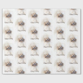 Papier Cadeau Anniversaire Golden Retriever avec Leash (Plat)