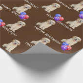 Papier Cadeau Anniversaire Golden Retriever Puppy Avec Ballons (Coin)