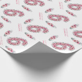 Papier Cadeau Anniversaire Grosse 6e Fleurs roses Fleurs vertes (Coin)