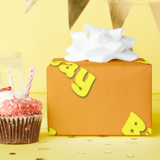 Papier Cadeau Anniversaire (jaune) (Fête d'anniversaire)