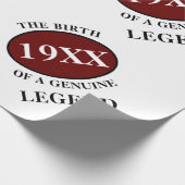 Papier Cadeau Anniversaire Légende Année Humour Père Rouge Noir  (Coin)