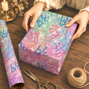 Papier Cadeau Anniversaire Licorne Paillettes Arc-en-ciel Fémini