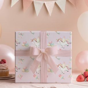 Papier Cadeau Anniversaire Licorne Rose Adorable Fille