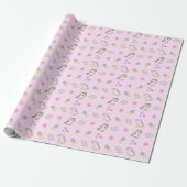 Papier Cadeau Anniversaire Licorne Rose Clair (Déroulé)