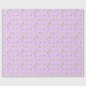 Papier Cadeau Anniversaire Licorne Violet Clair (Plat)