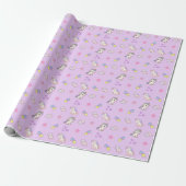 Papier Cadeau Anniversaire Licorne Violet Clair (Déroulé)