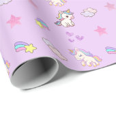 Papier Cadeau Anniversaire Licorne Violet Clair (Coin rond)