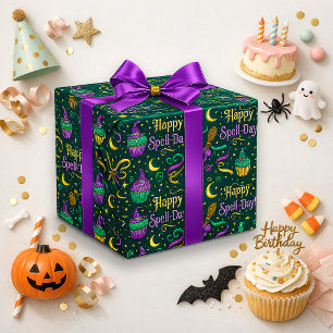 Papier Cadeau Anniversaire Magique de la Sorcière Verte Épouvant