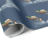 Papier Cadeau Anniversaire Mallard Canard Volant Au-Dessus De L' (Coin rond)