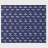 Papier Cadeau Anniversaire marine bleu blanc nom script minimali (Plat)