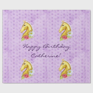 Papier Cadeau Anniversaire mignon de cheval de palomino de