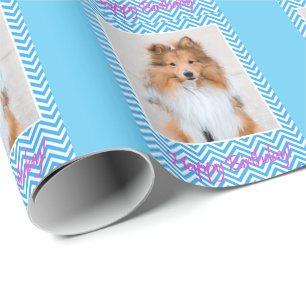 Papier Cadeau Anniversaire mignon de chien de berger de Sheltie