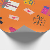 Papier Cadeau Anniversaire moderne orange girly (Coin)
