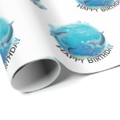 Papier Cadeau Anniversaire mondial des dauphins (Coin rond)