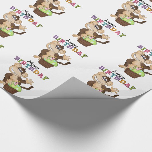 Papier Cadeau Anniversaire Monkey fête papier d'emballage (Coin)