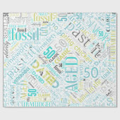 Papier Cadeau Anniversaire Mot Cloud Cinquante Bleu ID266 (Plat)