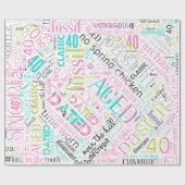 Papier Cadeau Anniversaire Mot Cloud Quarante Rose ID266 (Plat)