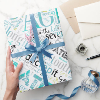 Papier Cadeau Anniversaire Mot Cloud Soixante-dix Bleu ID266