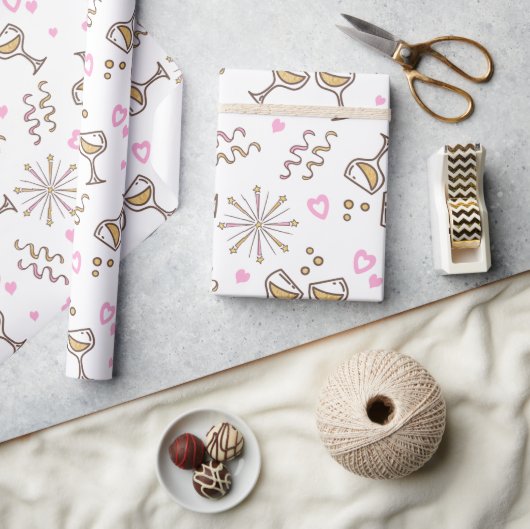 Papier Cadeau Anniversaire Motif Pink/Gold ID723 (Artisanat)