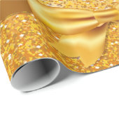 Papier Cadeau Anniversaire noir or parties scintillant nom étinc (Coin rond)