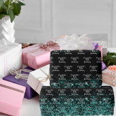 Papier Cadeau Anniversaire noir turquoise vert nom de la poussiè