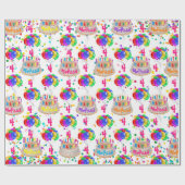 Papier Cadeau Anniversaire Nom de gâteau Ballons Personnaliser A (Plat)