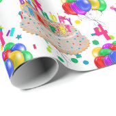 Papier Cadeau Anniversaire Nom de gâteau Ballons Personnaliser A (Coin rond)