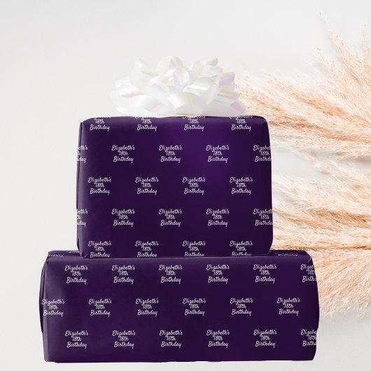 Papier Cadeau Anniversaire nom pourpre