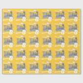 Papier Cadeau Anniversaire nommé de gris de jaune de fou de (Plat)