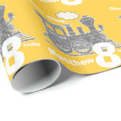 Papier Cadeau Anniversaire nommé de gris de jaune de fou de (Coin rond)