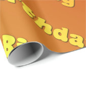 Papier Cadeau Anniversaire (orange) (Coin rond)