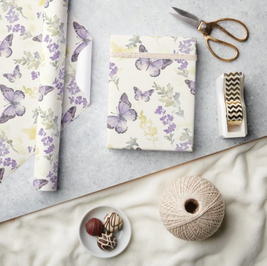 Papier Cadeau Anniversaire Papillons Violets (Artisanat)
