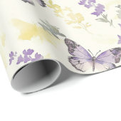 Papier Cadeau Anniversaire Papillons Violets (Coin rond)