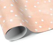Papier Cadeau Anniversaire Peach White Dots (Coin rond)