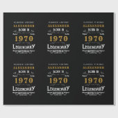 Papier Cadeau Anniversaire personnalisé 1970 Ajouter Votre Nom L (Plat)