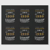 Papier Cadeau Anniversaire personnalisé 1990 Ajouter Votre Nom L (Plat)