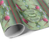 Papier Cadeau Anniversaire personnalisé de la libellule rouge (Coin rond)