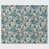 Papier Cadeau Anniversaire Photo Collage Retro Cercles Turquoise (Plat)