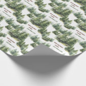 Papier Cadeau Anniversaire Pine Tree Forest Nom vert (Coin)
