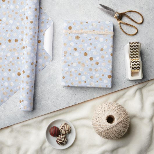 Papier Cadeau Anniversaire Points Bleu Blanc Marron (Artisanat)