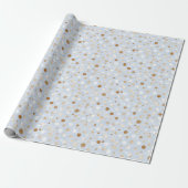 Papier Cadeau Anniversaire Points Bleu Blanc Marron (Déroulé)
