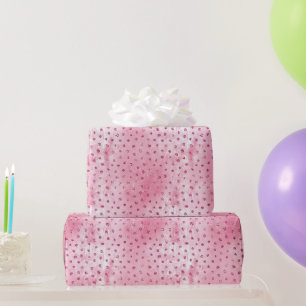 Papier Cadeau Anniversaire Points Rose Pailletés
