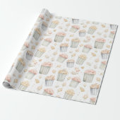 Papier Cadeau Anniversaire Popcorn Jaune Rose (Déroulé)