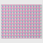 Papier Cadeau Anniversaire Présent Unicorn filles emballage papi (Plat)