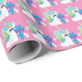 Papier Cadeau Anniversaire Présent Unicorn filles emballage papi (Coin rond)